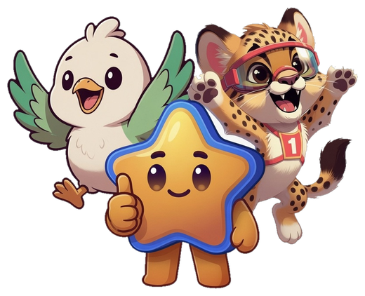 Nova, Pip and Dash — the Learning Worlds crew