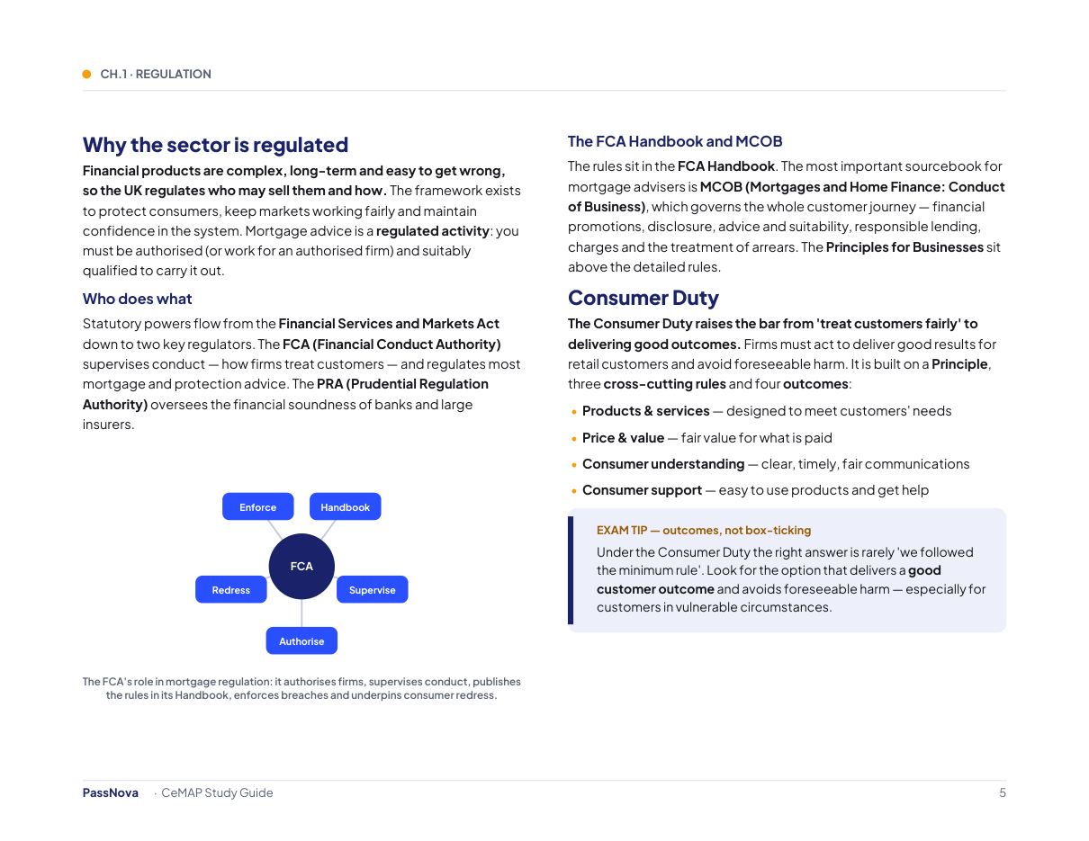 Sample page from the CeMAP — Mortgage Advice study guide