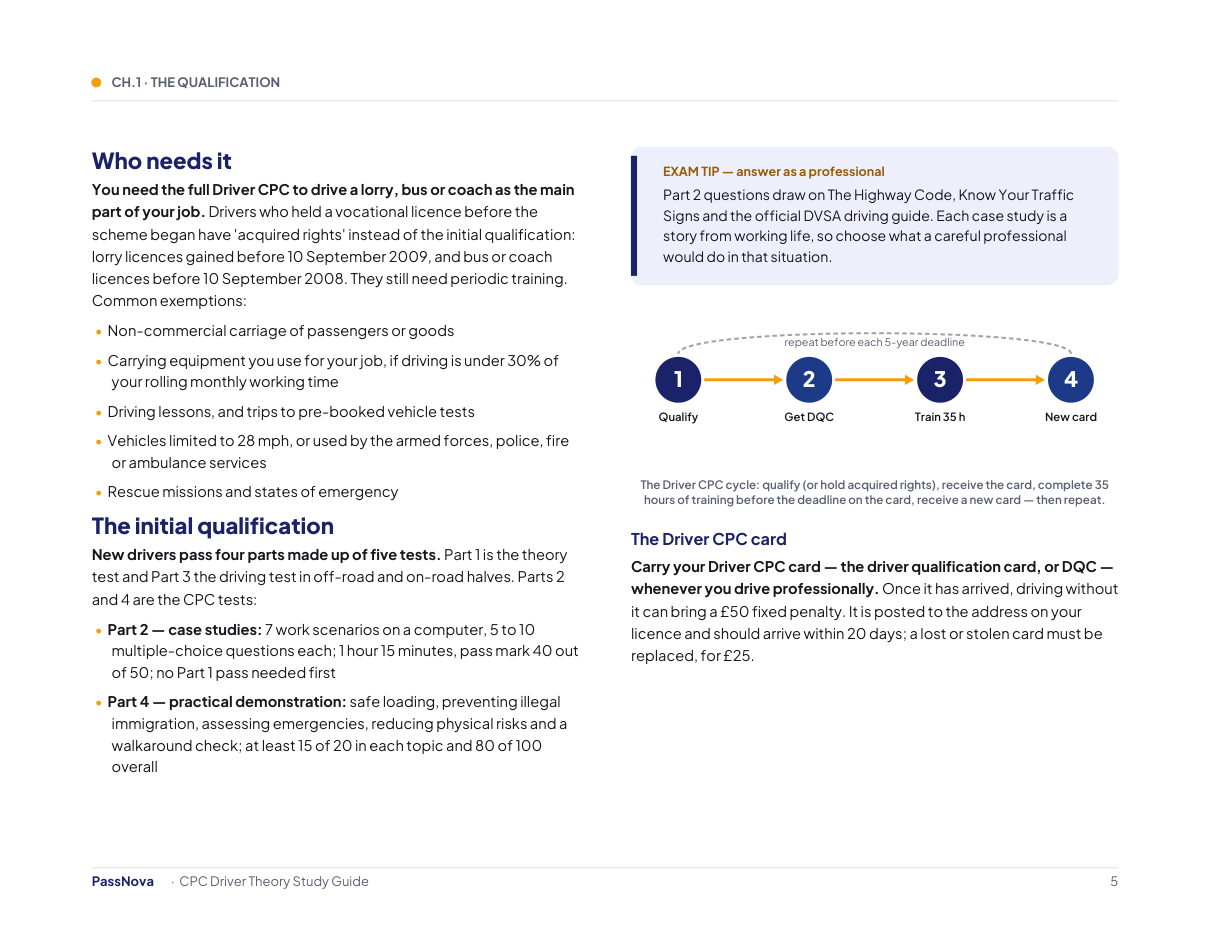 Sample page from the CPC Driver Theory study guide