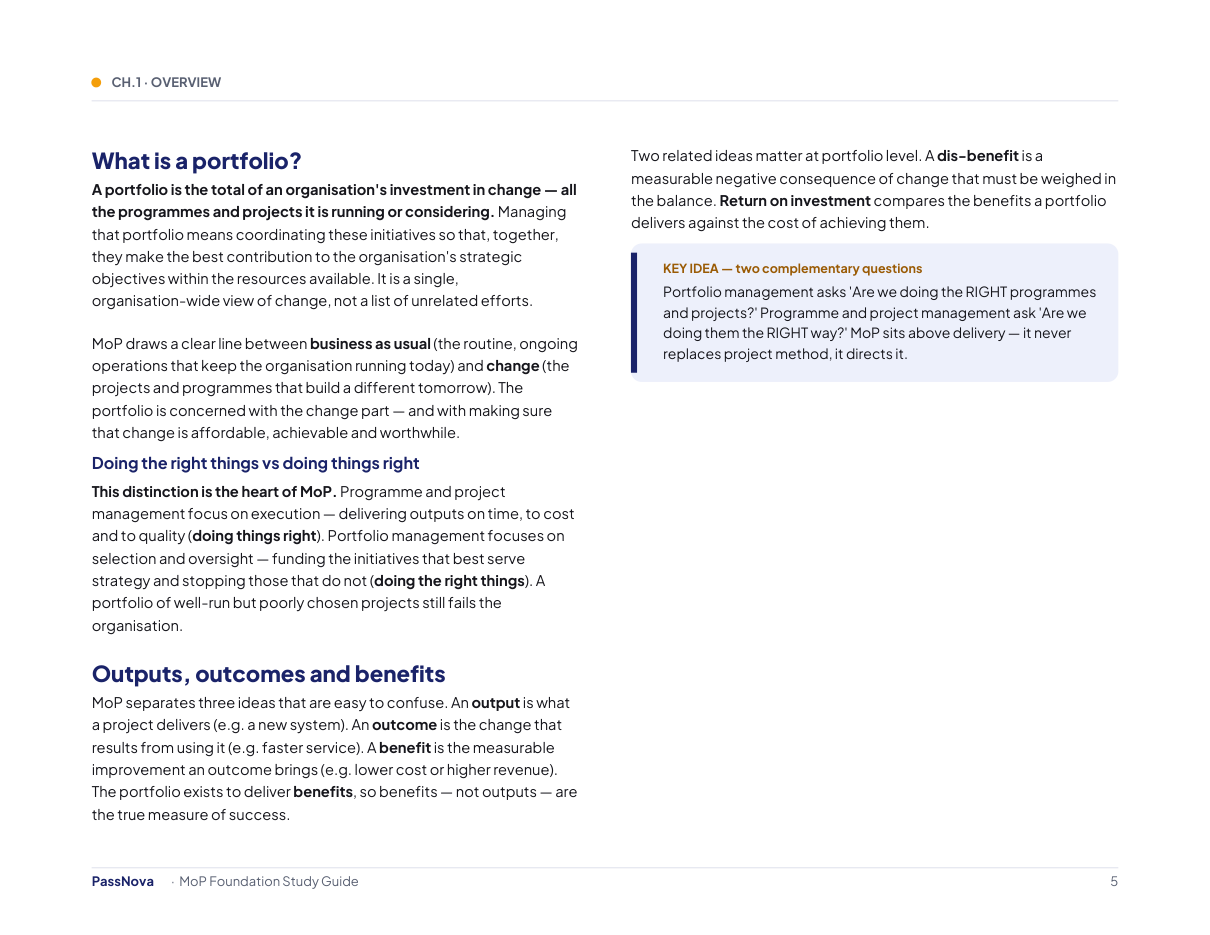 Sample page from the MoP Foundation study guide