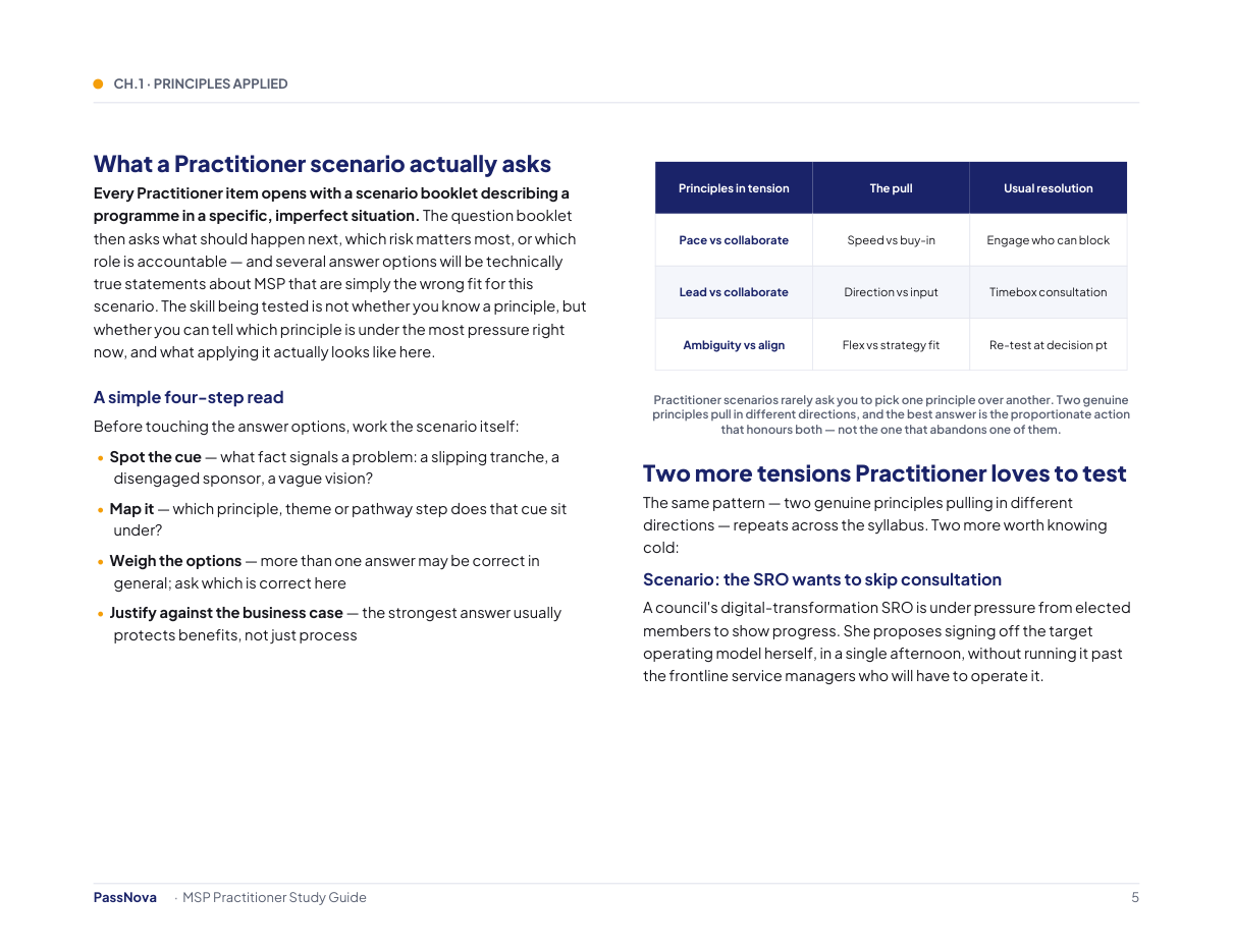 Sample page from the MSP Practitioner study guide