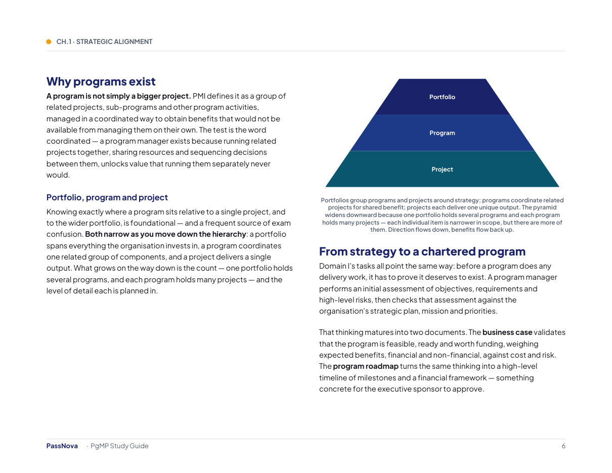 Sample page from the PgMP study guide